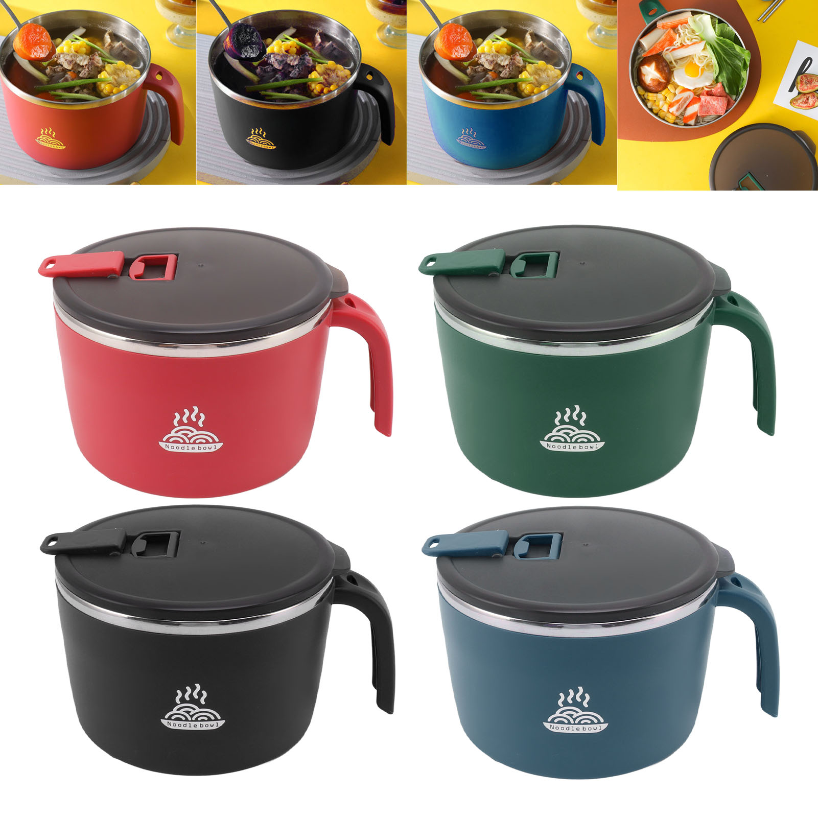 Meal Prep Noodles - 1300ml Sealed Portable Drain Bowl Stainless