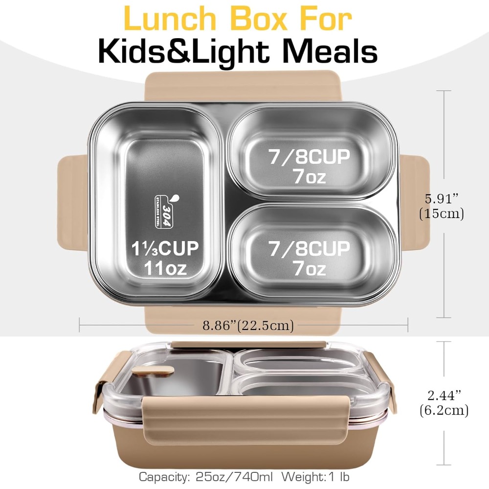 Stainless Steel Lunch Box, 3 C – Meal Prep Healthy Lunch recenzja i cena