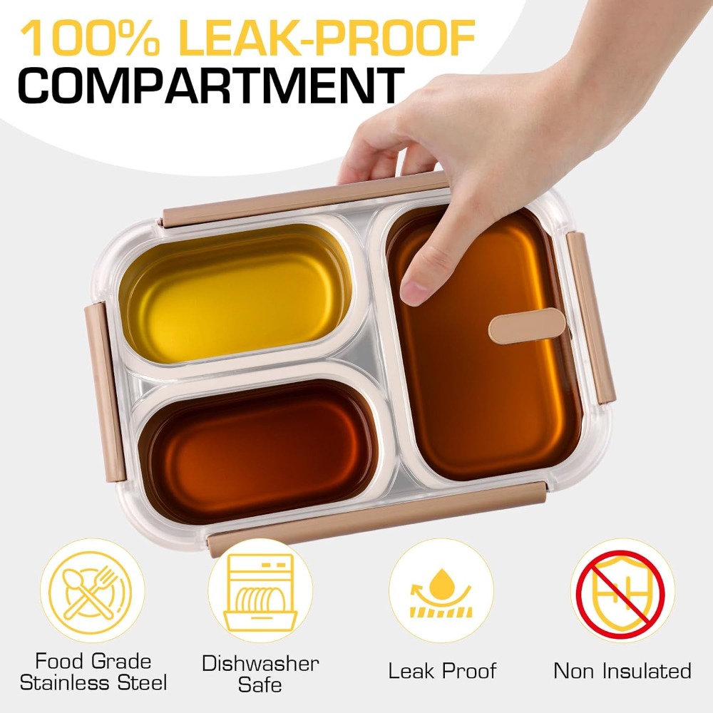 Stainless Steel Lunch Box, 3 C – Meal Prep Healthy Lunch recenzja i cena