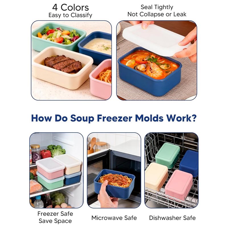 AB33-4-Pack Silicone Freezer M – Meal Prep Containers recenzja i cena