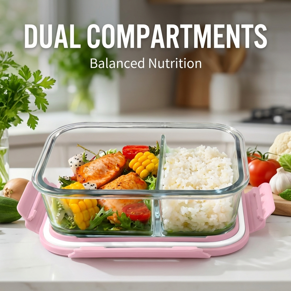 Portable Pink Glass Meal Prep  – Meal Prep Healthy Lunch recenzja i cena