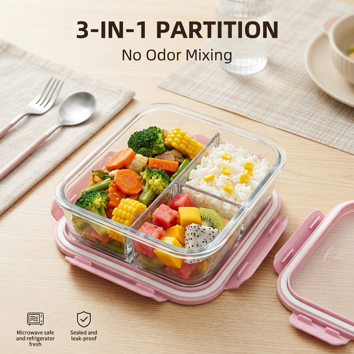 Portable Pink Glass Meal Prep  – Meal Prep Healthy Lunch recenzja i cena