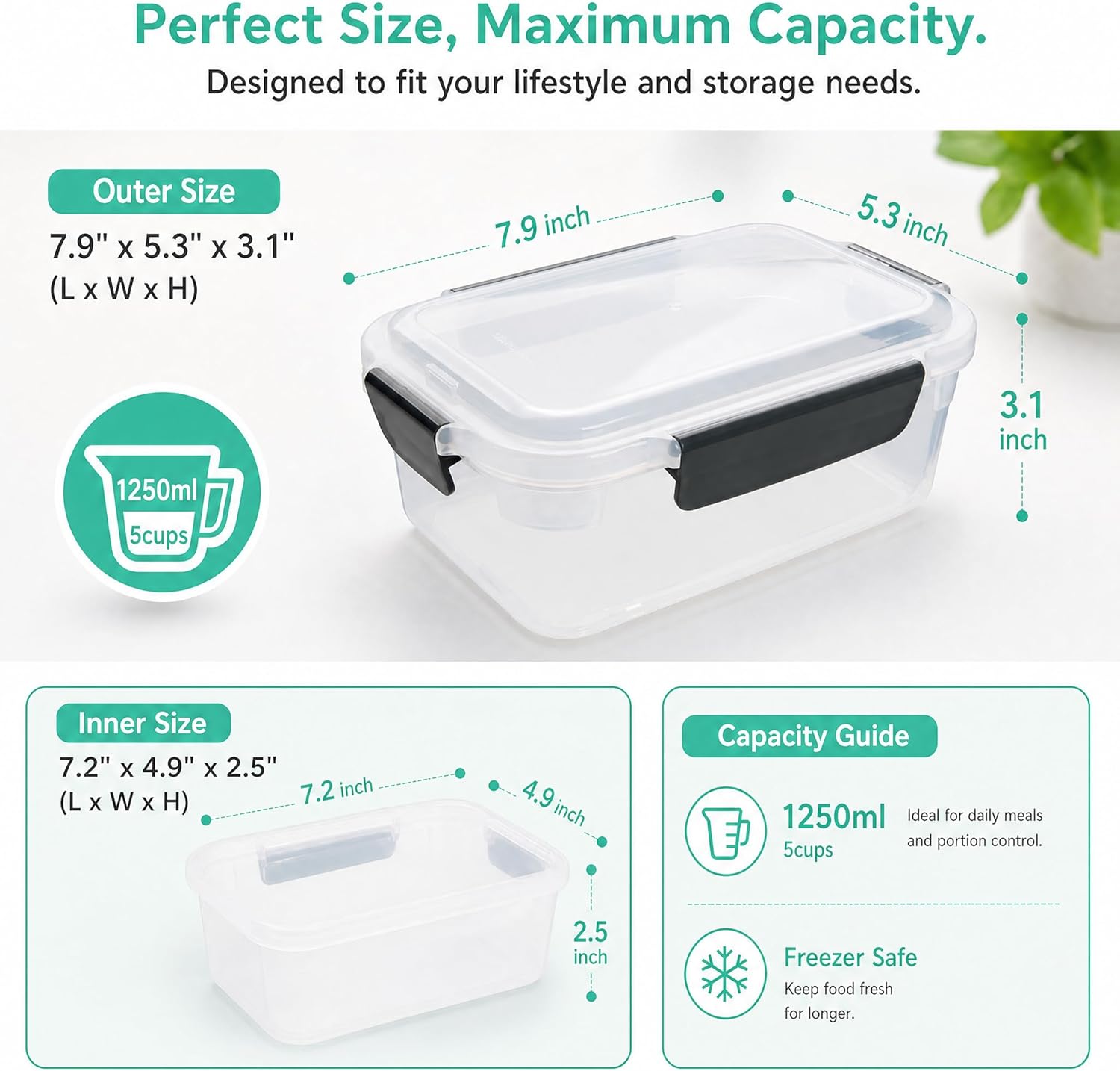 5 Cup Plastic Food Storage Con – Meal Prep Containers recenzja i cena