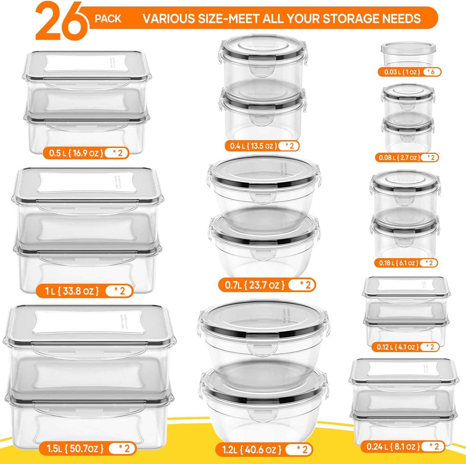 52 PCS Food Storage Containers – Meal Prep Containers recenzja i cena