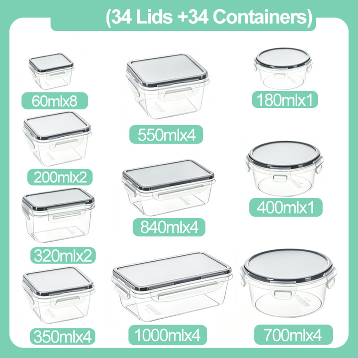 34PCS-Assorted Size Airtight F – Meal Prep Containers recenzja i cena